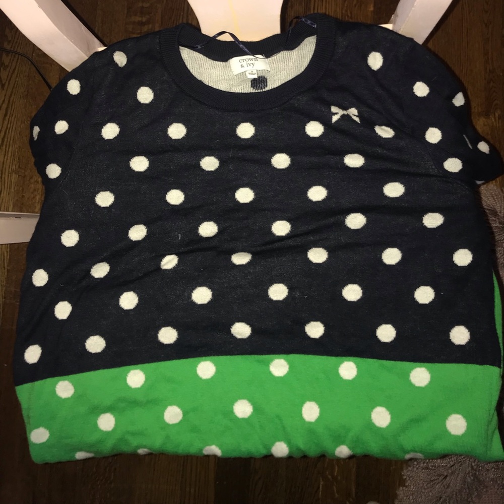 Cute blue and green polka dot sweater